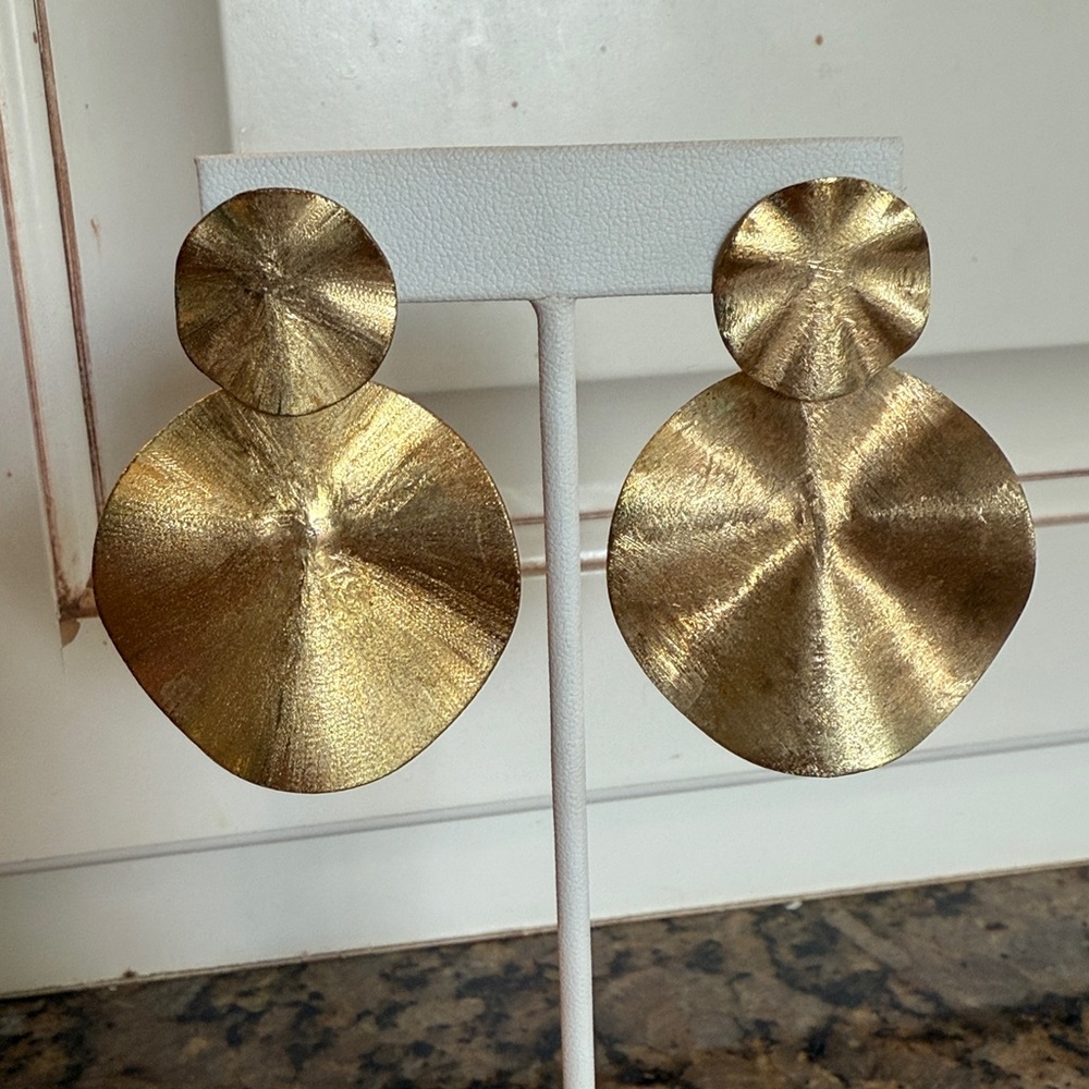 Sheila Fajl Matte Gold Statement Earrings